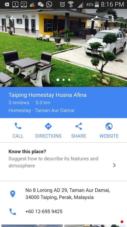 Taiping Homestay Husna Afina Exterior photo